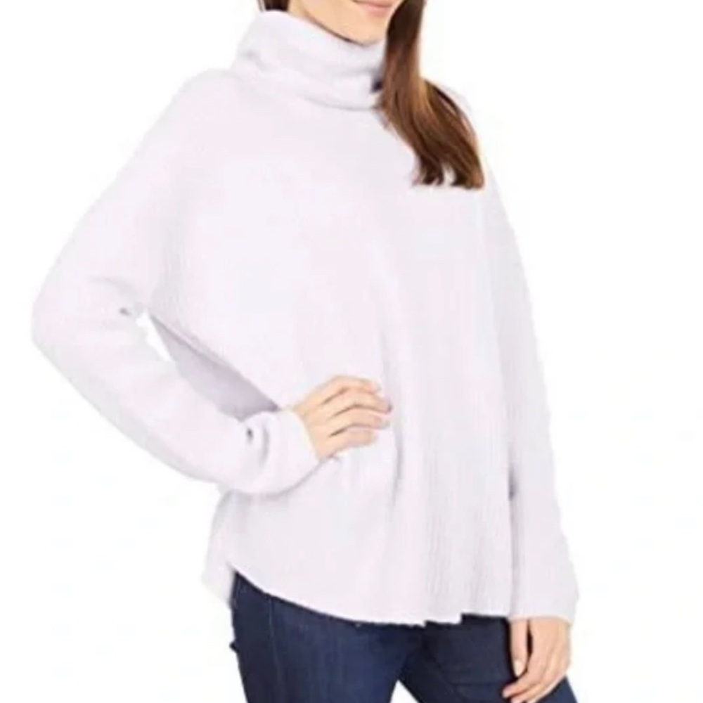 SPLENDID COLLECTION FUNNEL NECK WOOL-BLEND OVERSIZED SWEATER HEATHERED SNOWY FIG - Picture 8 of 10